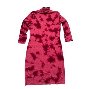 Lululemon Lab To Dye For Dress Size 8 Red Tie Dye Merino Wool Long Sleeve NWT